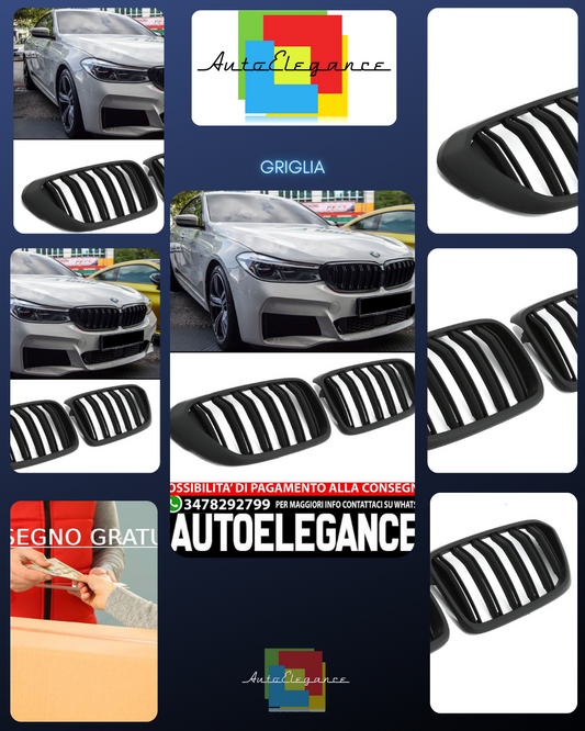 SUITABLE FOR BMW 6 SERIES G32 GRAND TURISMO SPORT GRILL DOUBLE BRIDGE MATT BLACK 
