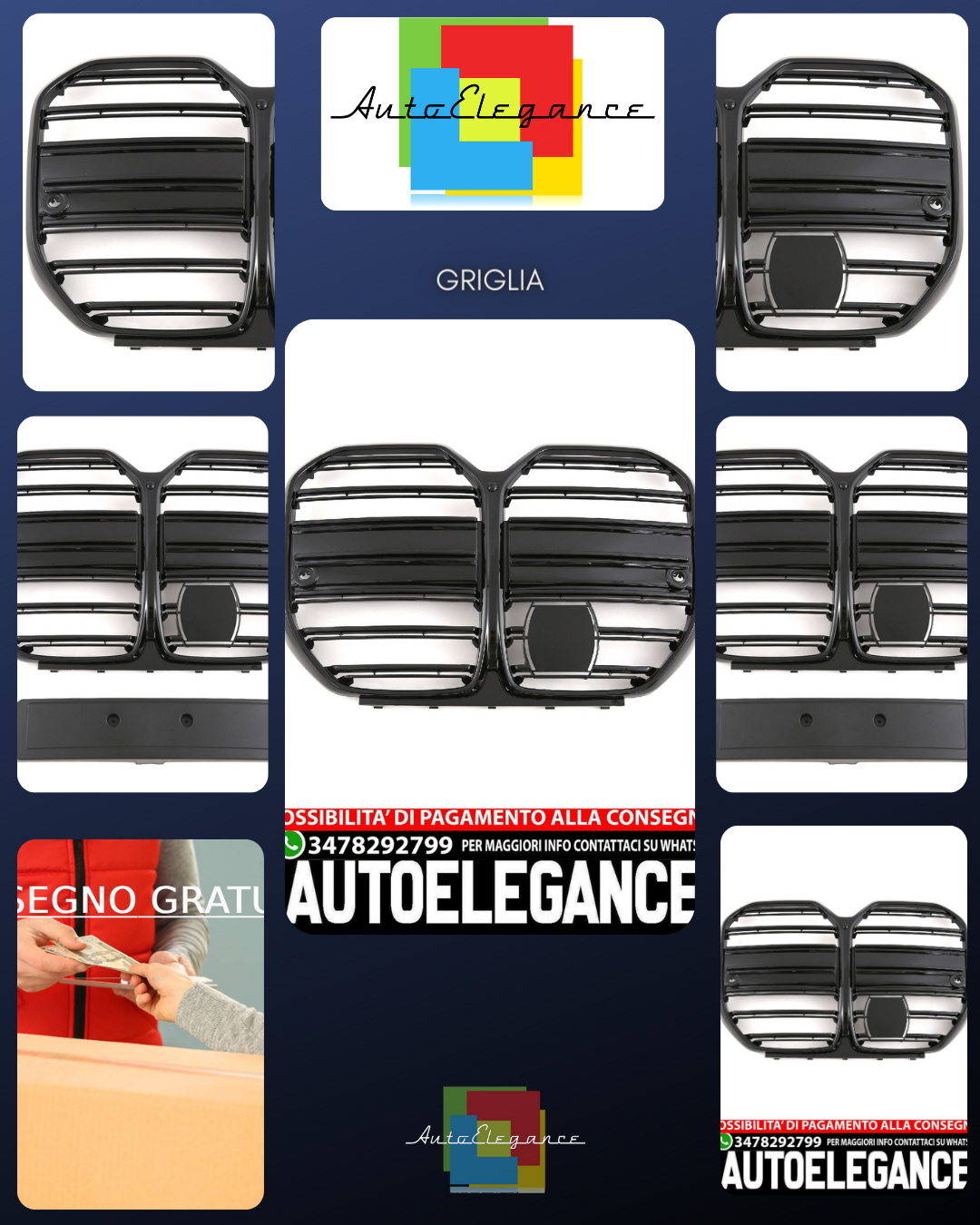 ADATTO PER BMW SERIE 4 G26 GRAN COUPE GRIGLIA SPORTIVA NERO LUCIDO