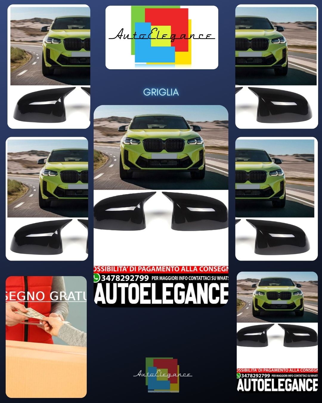 Calotte specchietti sportivi nere di ricambio adatte per BMW G01 G02 G05 G06