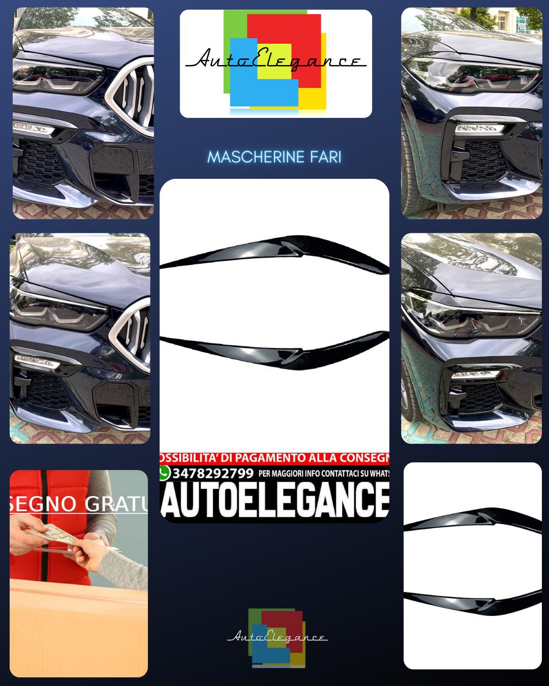 Per BMW X5 G05 e X6 G06 mascherine fari aspetto cattivo nero lucido