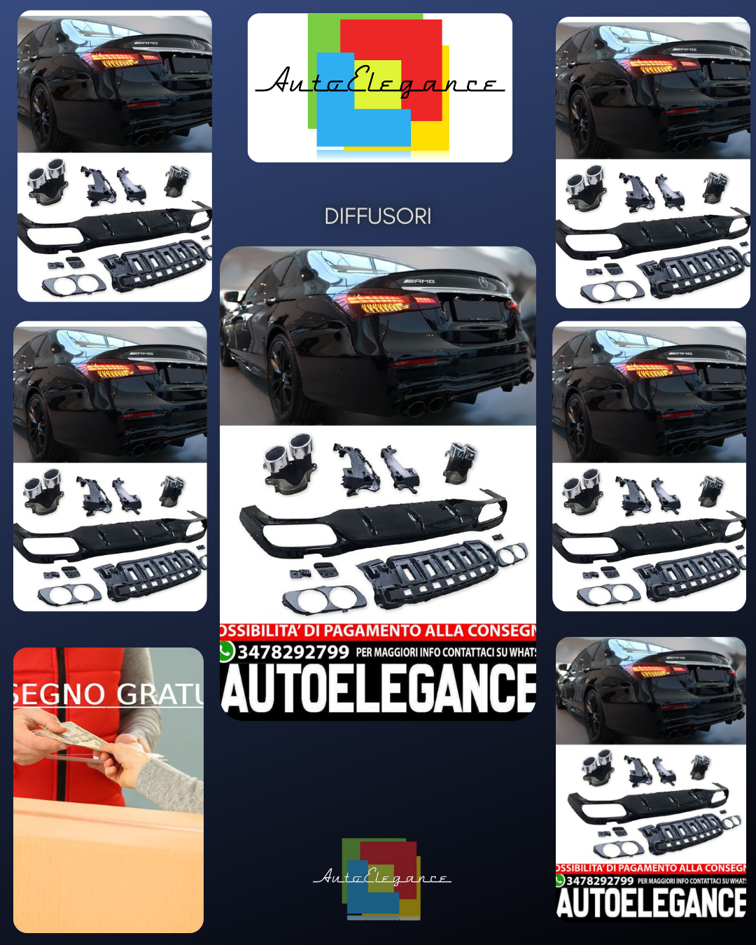 Diffusore spoiler posteriore + punte di scarico (CROMO) in E53 AMG LOOK