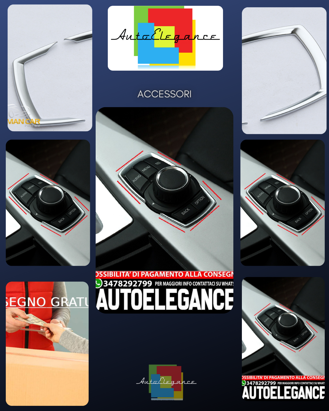 Telaio multimediale per BMW F20 F30 F31 F32 F33 argento cromato