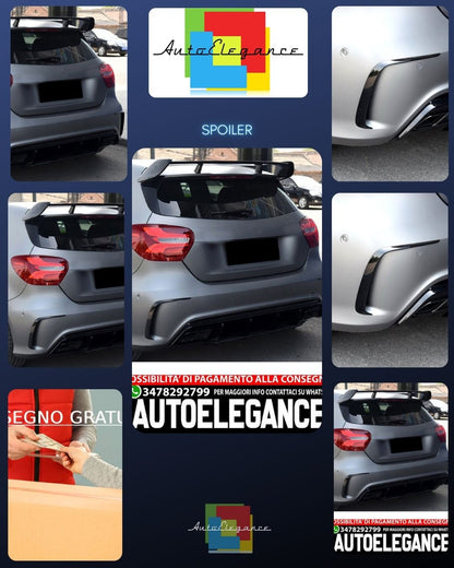 Adatto per Mercedes W176 Classe A posteriore AMG OTTICA AERO FLAPS NERO