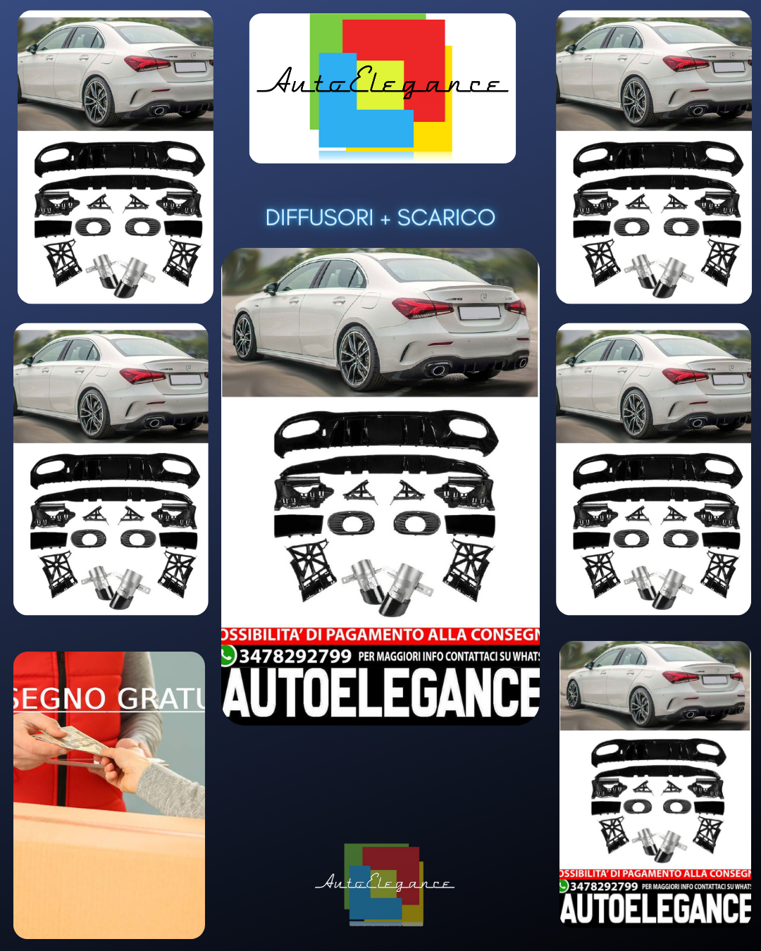 Diffusore spoiler posteriore + terminali di scarico 2x1 (NERO)