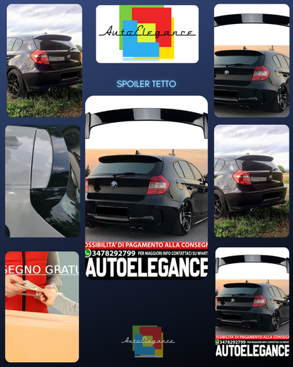 Per BMW Serie 1 E81 E87 nero lucido spoiler tetto labbro spoiler