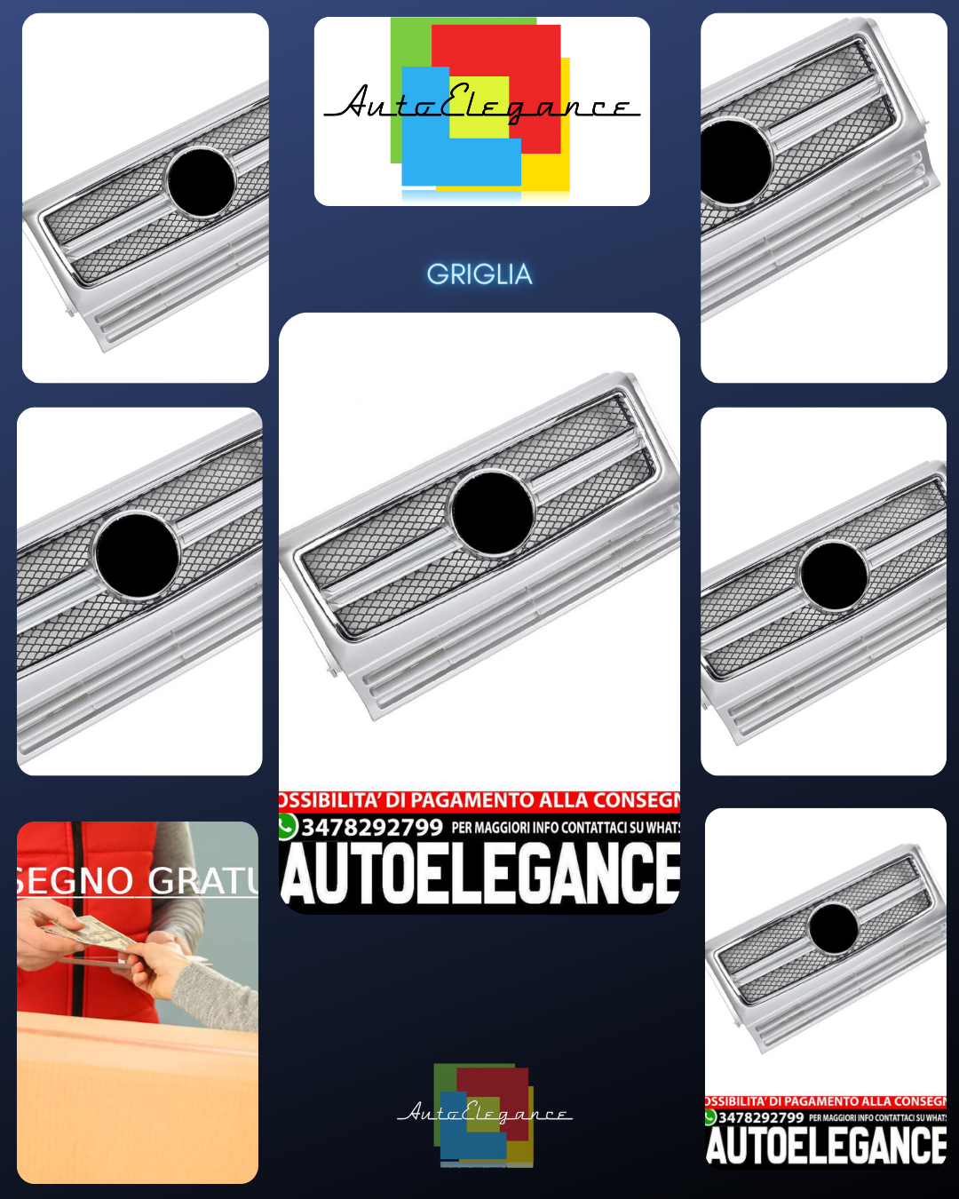 Griglia adatta per Mercedes W463 Classe G 1990-2018 Argento + cromo