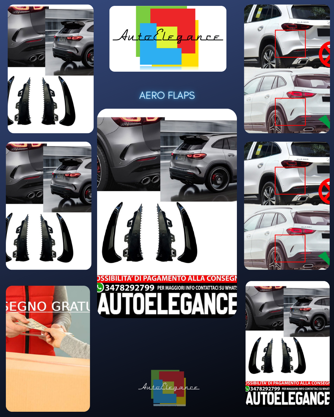AMG LOOK COPS AERO FLAPS NERO adatto per Mercedes GLA H247