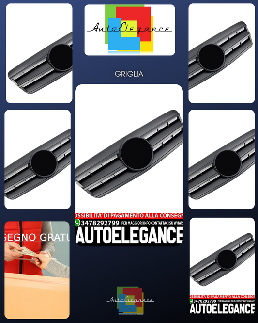 GRIGLIA REFRIGERATORE SPORTIVA NERA OPACA ADATTA PER MERCEDES CLASSE W208 CLK