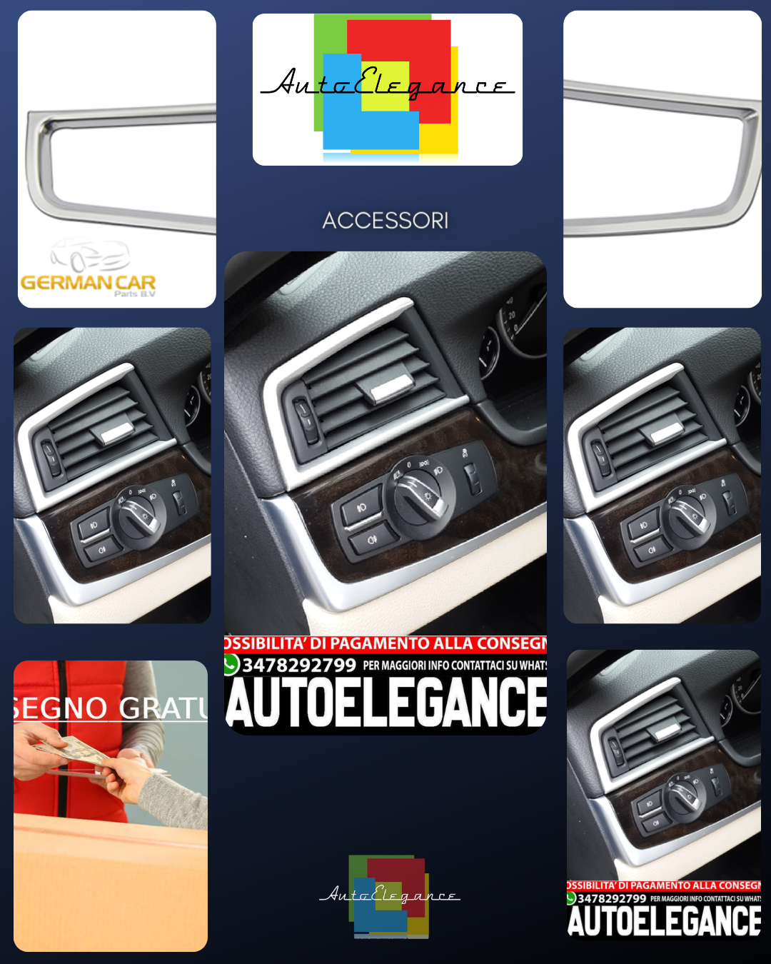 Per BMW Serie 5 F10 e F11 telaio cromato ventilazione ugelli aria diaframma