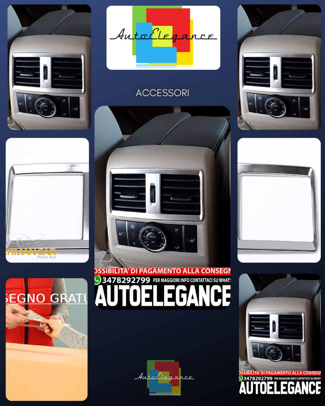 For Mercedes W166 ML GL GLE GLS Chrome Panel Center Armrest Air Nozzle 