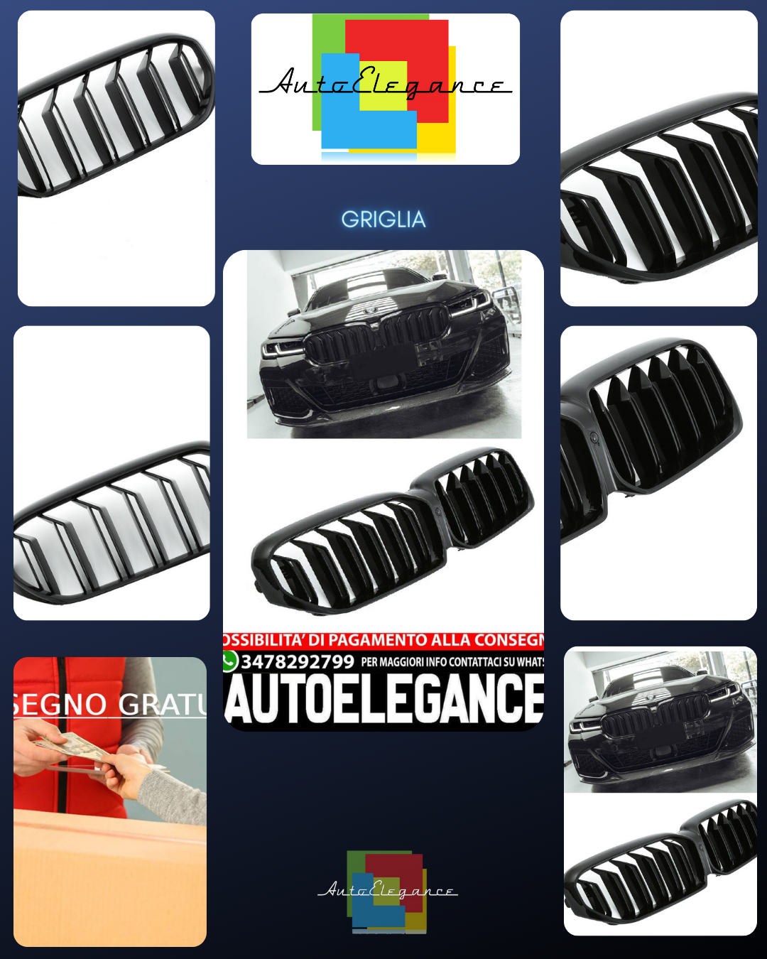 GRIGLIA RADIATORE SPORTIVA ADATTA PER BMW SERIE 5 G30 G31 LCI DOPPIA BARRA NERA