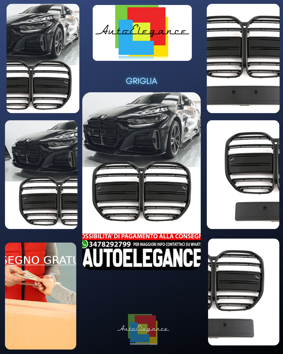ADATTO PER BMW SERIE 4 G22 G23 GRIGLIA SPORTIVA NERO LUCIDO