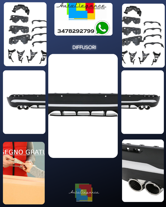 Chrome Diffuser Exhaust Tips for Mercedes GLA SUV H247 Sport Line Aero 45S Look 