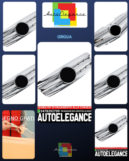 GRIGLIA RADIATORE SPORTIVA GRIGLIA CROMATA ADATTA PER MERCEDES CLASSE W208 CLK
