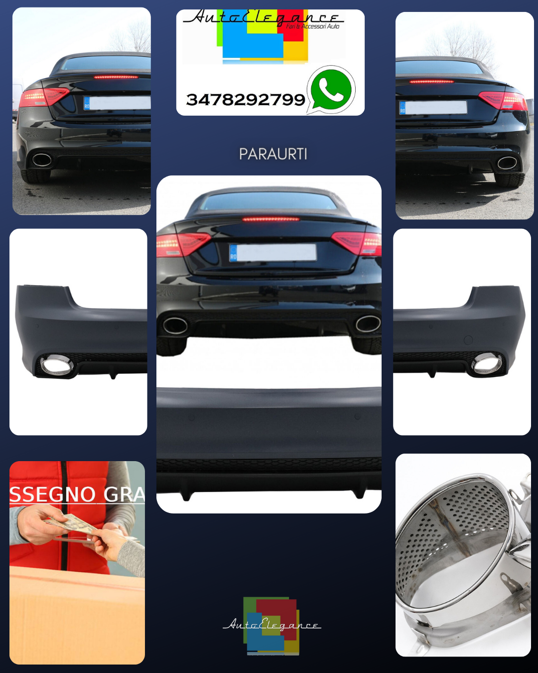 Paraurti posteriore adatto per Audi A5 8T Coupe Cabrio (2007-2015) RS5 Design