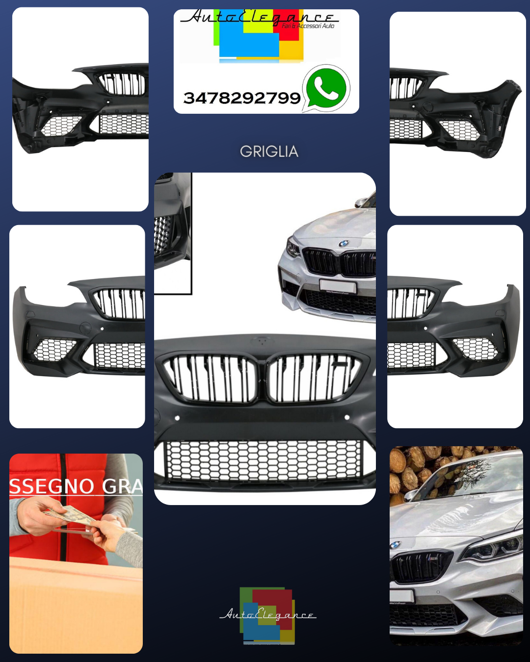 Paraurti per BMW 2 F87 M2 16-20 Rene Griglia Doppia Striscia M2C Look