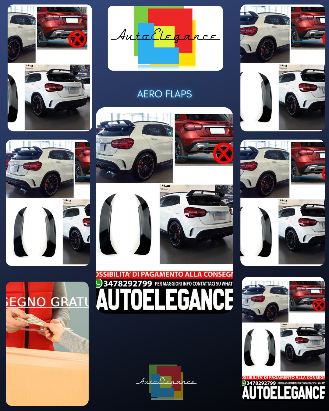 SUITABLE FOR MERCEDES X156 GLA AMG OPTIC FLICS AERO FLAPS BLACK 