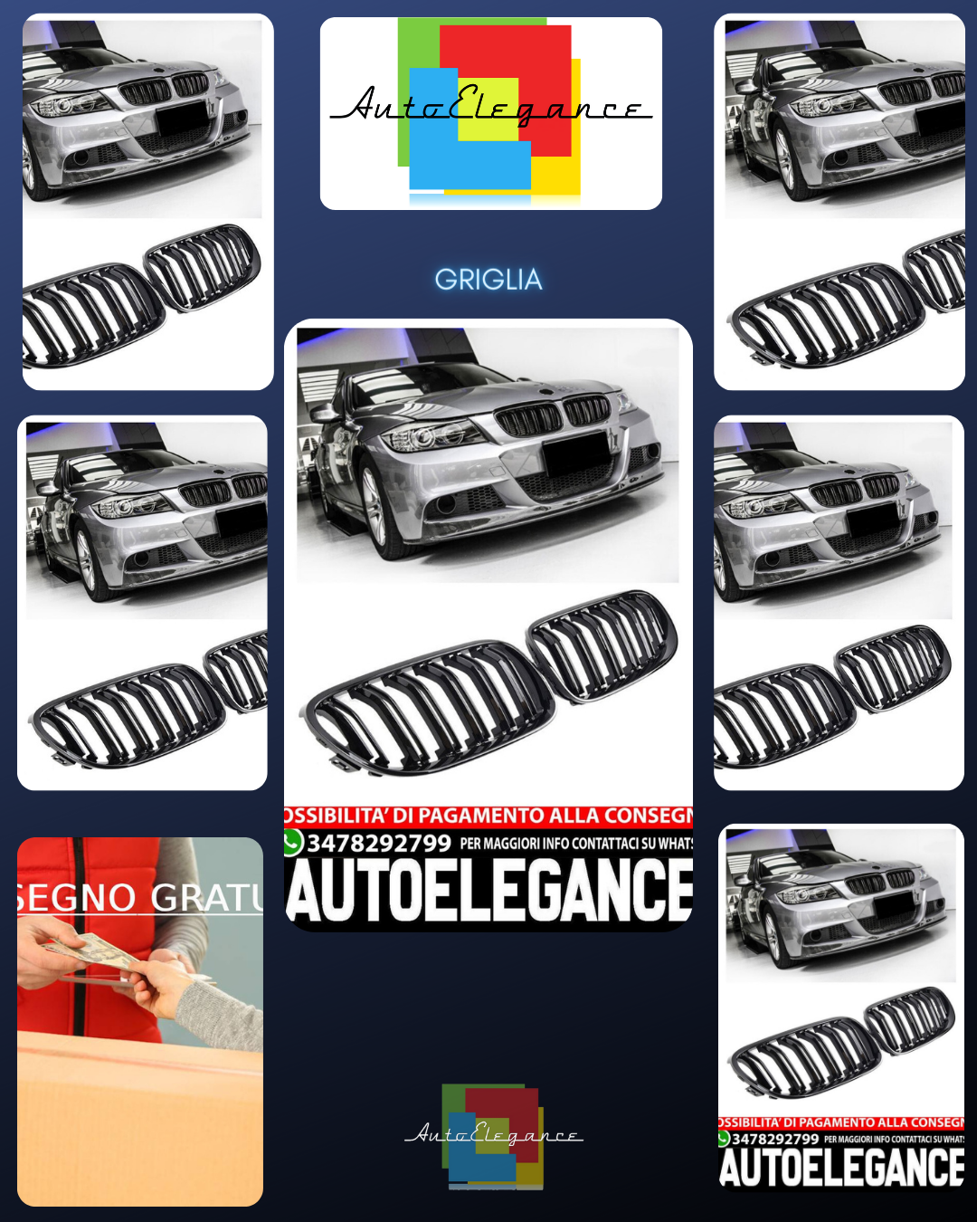 SUITABLE FOR BMW E90 E91 FROM 08 SPORT RADIATOR GRILLE DOUBLE BRIDGE GLOSS BLACK 