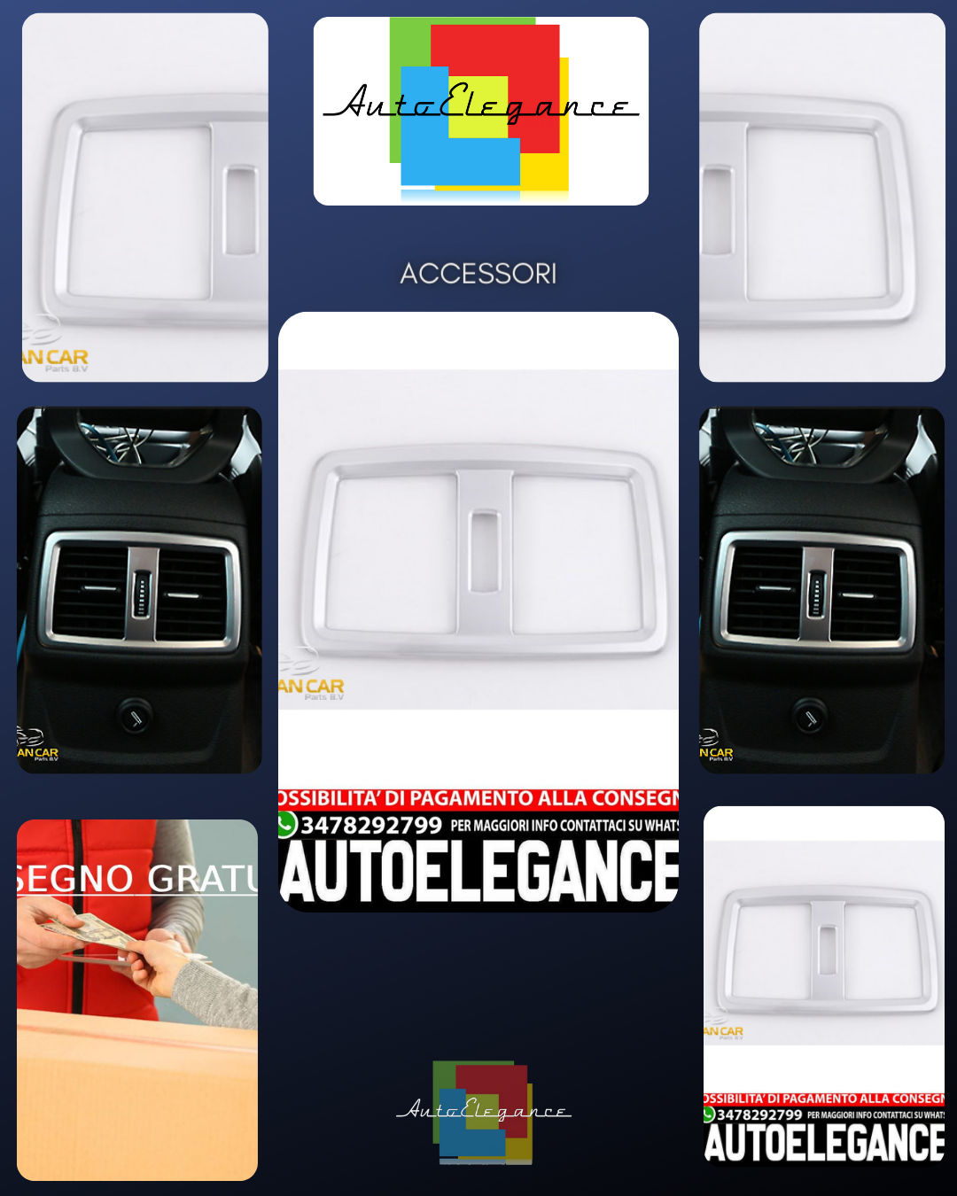 Per BMW X1 F48 pannello telaio cromato bracciolo centrale ugelli aria posteriori