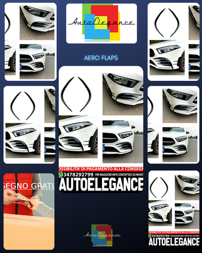 Adatto per Mercedes W177 Classe A anteriore AMG OTTICA AERO FLAPS NERO