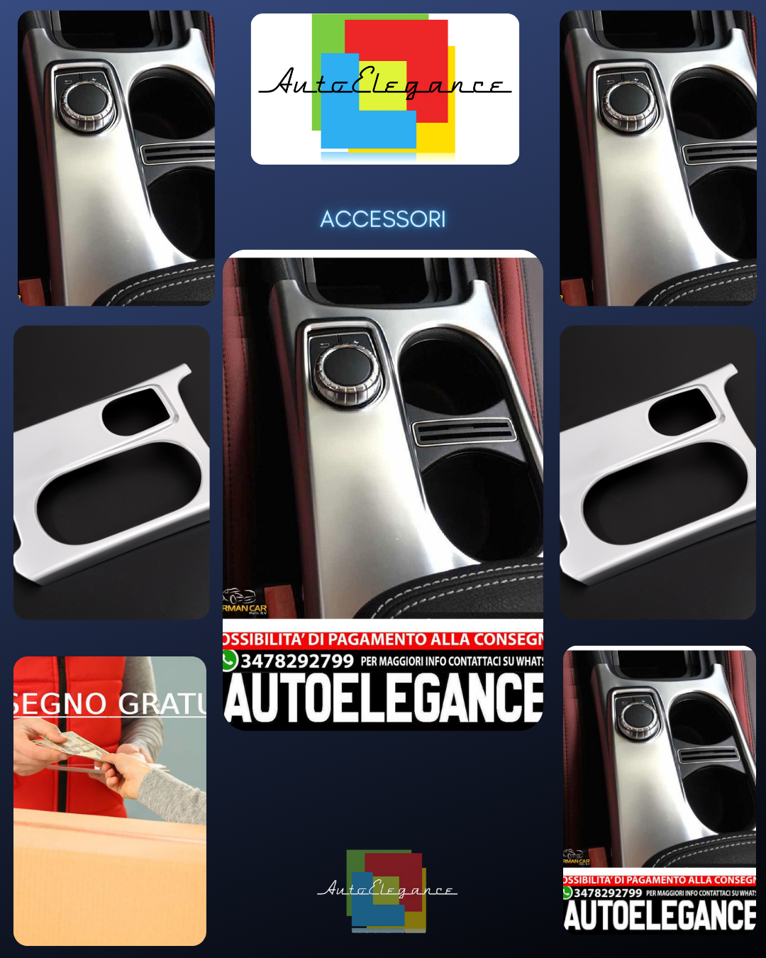 For Mercedes CLA, A and GLA chrome frame cup holder panel center console 