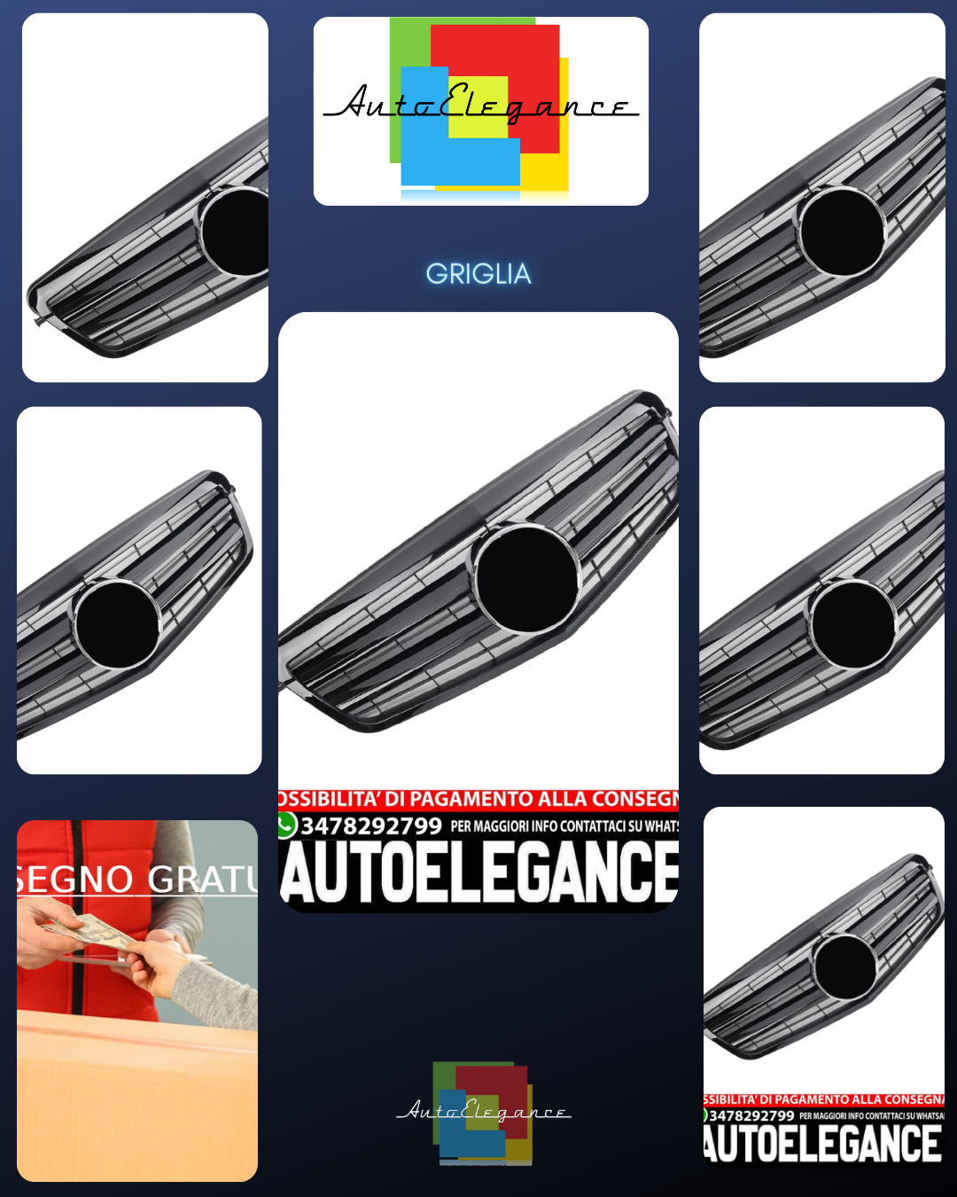 GRIGLIA RADIATORE SPORTIVA LUCIDA NERA ADATTA PER MERCEDES W212 CLASSE E