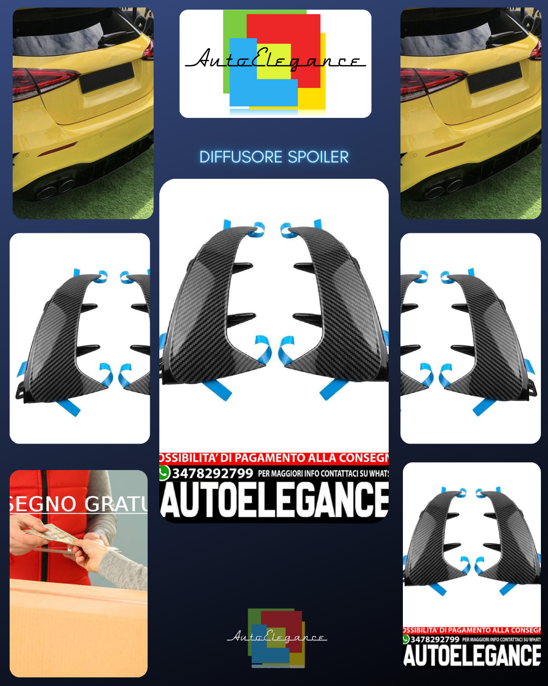 Adatto per Mercedes W177 Classe A posteriore AMG OTTICA AERO FLAPS CARBONIO