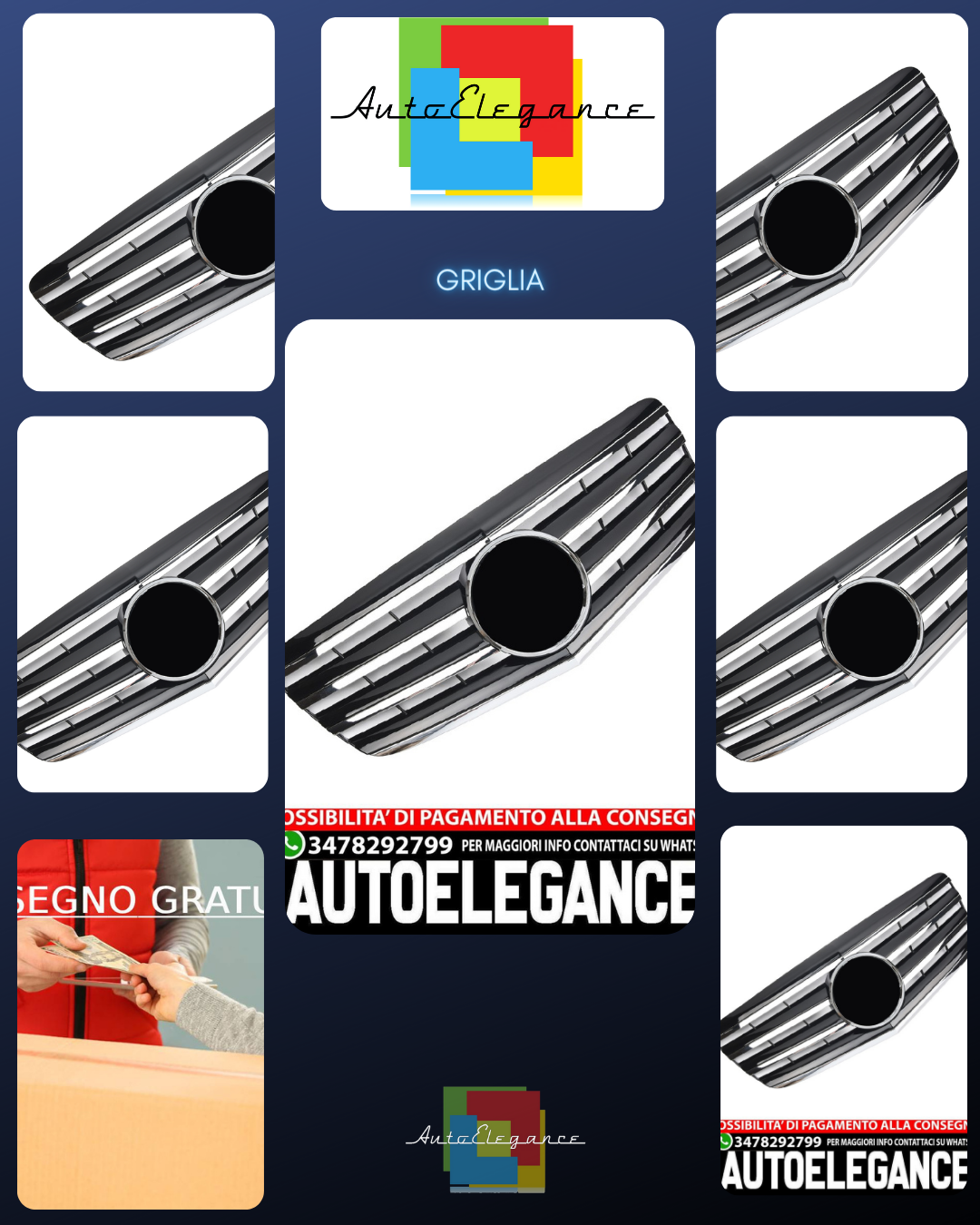 Griglia sportiva per Mercedes W211 S211 E 2006-2009 cromata nera Look AMG