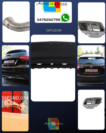 Diffusore Punte Scarico Posteriore Per Mercedes W176 12-18 A-Class Sport Pack
