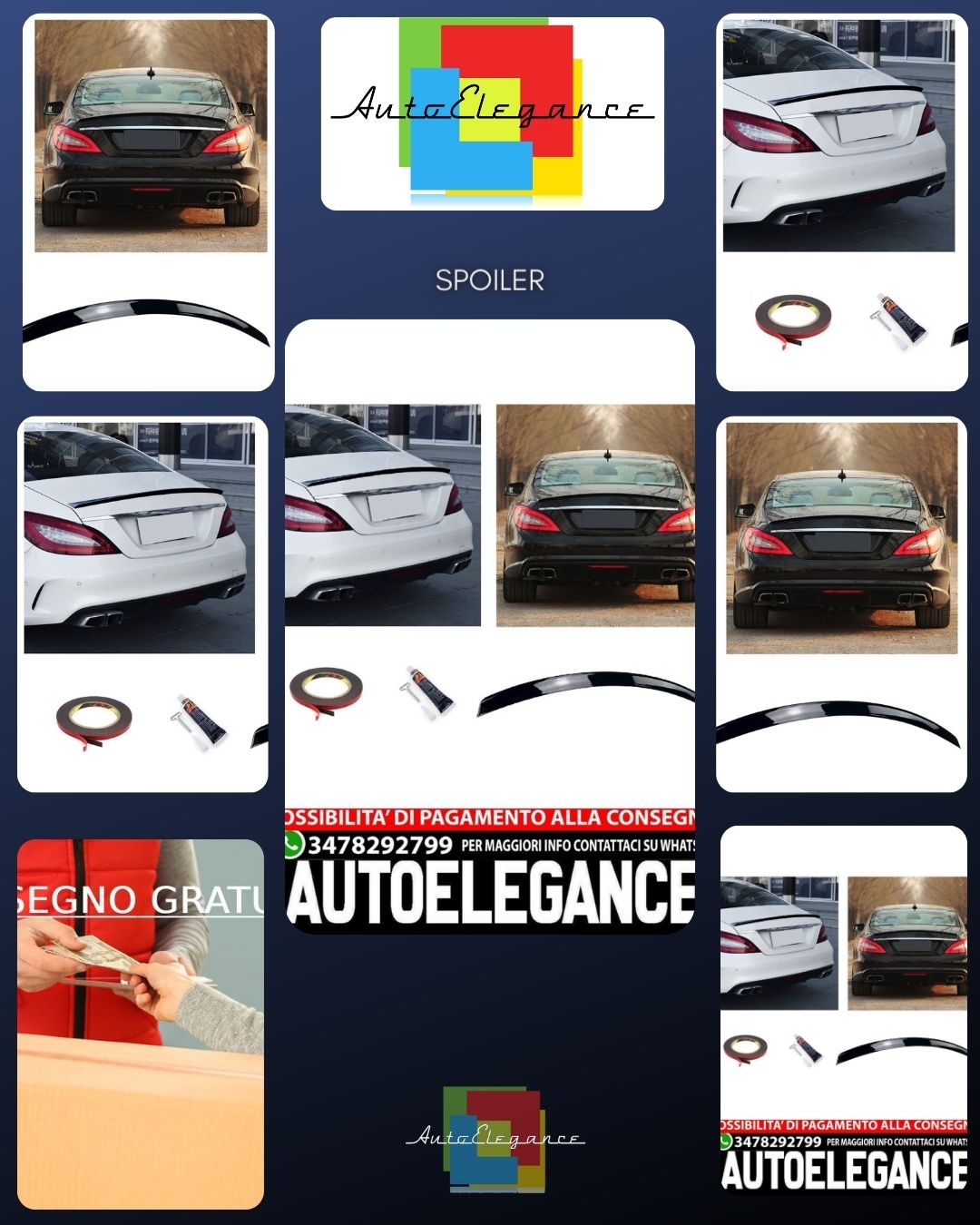 SPOILER POSTERIORE NERO LUCIDO per Mercedes C118 CLS Coupé