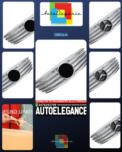 Griglia sportiva per Mercedes W211 S211 E 2002-2006 argento cromato AMG LOOK
