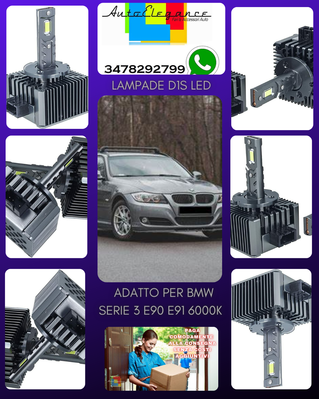 PAIR OF D1S LED XENON TO LED LIGHT BULBS FOR BMW 3 SERIES E90 E91 6000K CANBUS