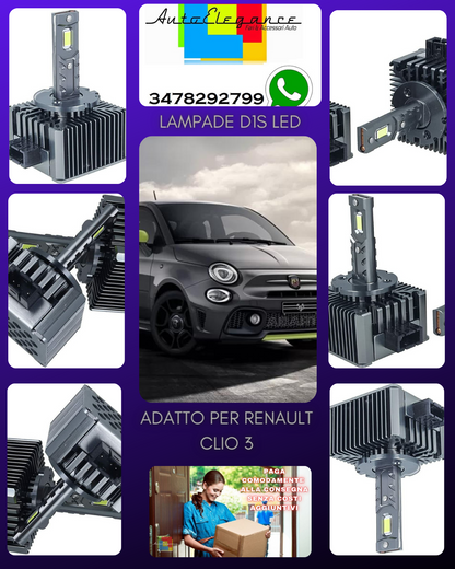 COPPIA LAMPADE D1S LED DA XENON A LED PER FIAT 500 595 695 6000K BIANCO CANBUS