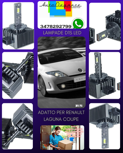 COPPIA LAMPADE D1S LED DA XENON A LED PER RENAULT LAGUNA COUPE' 6000K CANBUS