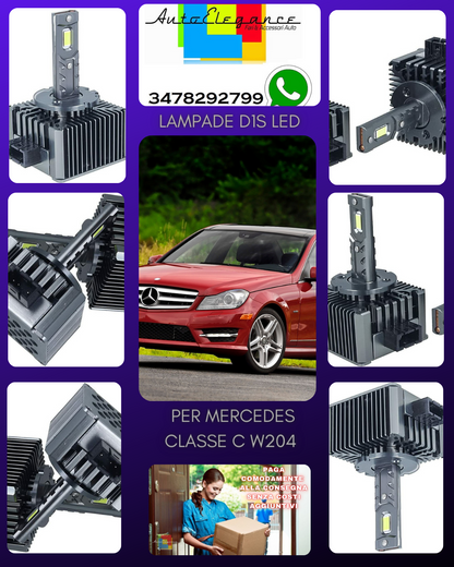 COPPIA LAMPADE D1S LED DA XENON A LED PER MERCEDES CLASSE C W204 RESTYLING 6000K