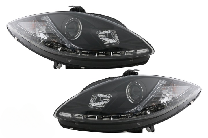 💫ART.6034 FARI ANTERIORI DRL NERI per SEAT LEON ALTEA 2009-2012💫