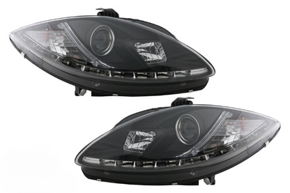 💫ART.6034 FARI ANTERIORI DRL NERI per SEAT LEON ALTEA 2009-2012💫