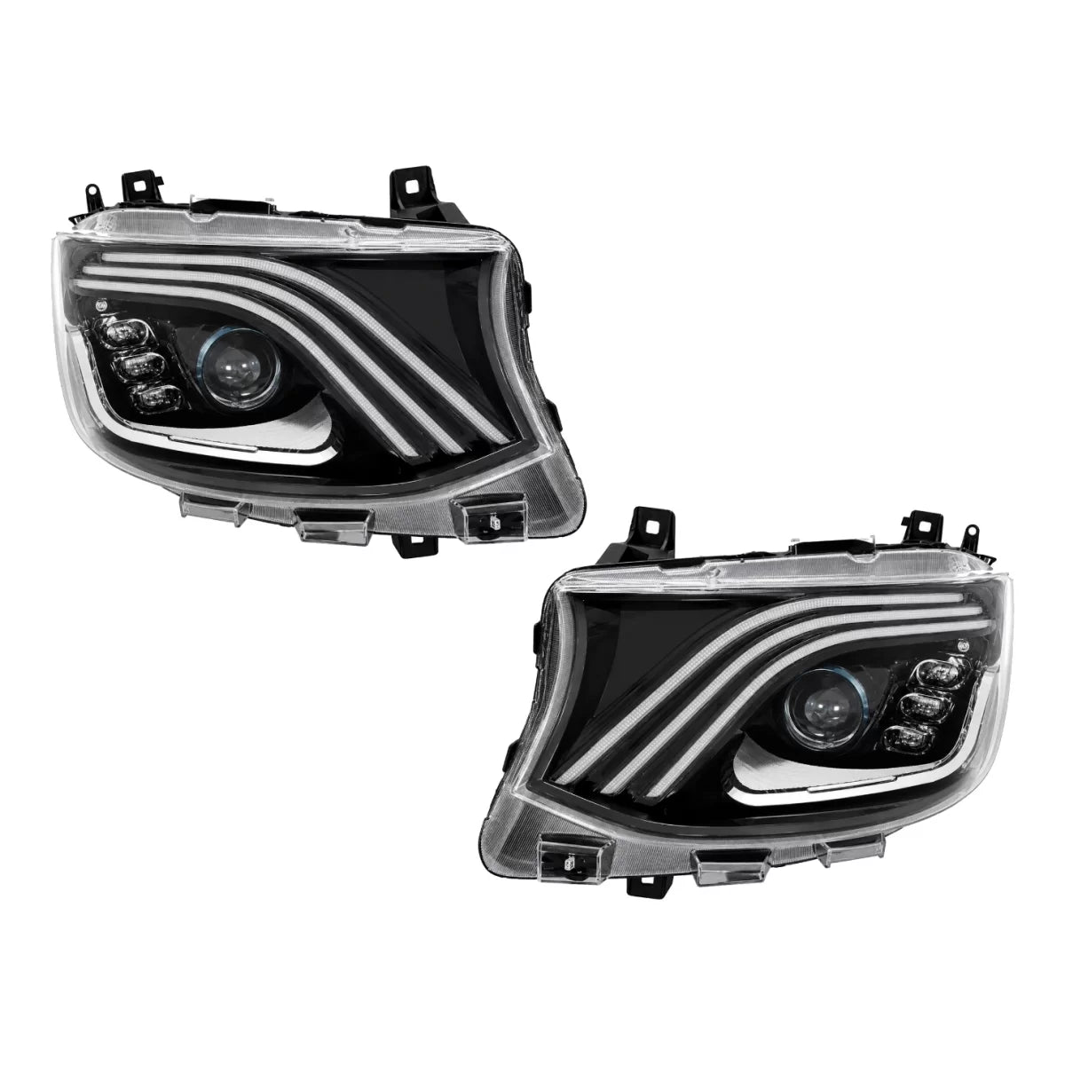 💕 Fari LED Adatti per Mercedes Sprinter W907 W910 19-27 Alogeni Neri 💕