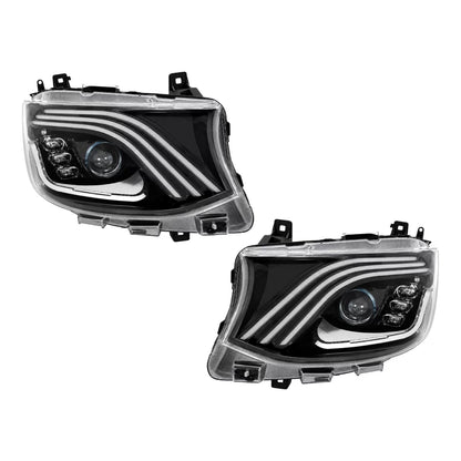 💕 Fari LED Adatti per Mercedes Sprinter W907 W910 19-27 Alogeni Neri 💕