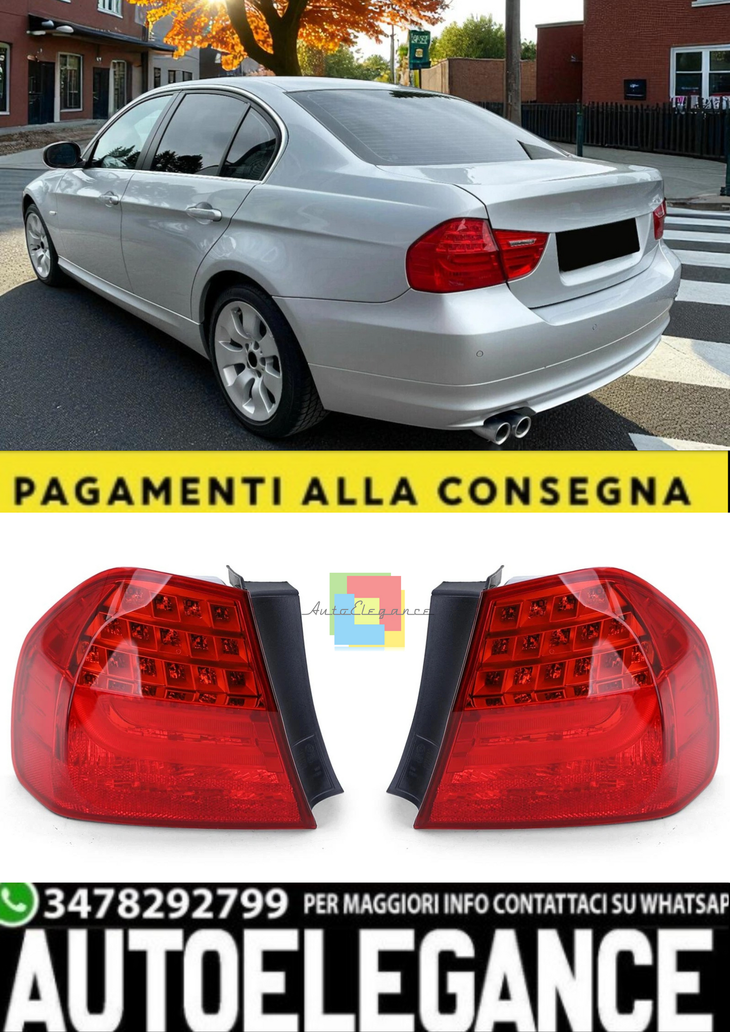 💫 Fanali Posteriori a LED Esterni Destro + Sinistro per BMW Serie 3 E90 💫