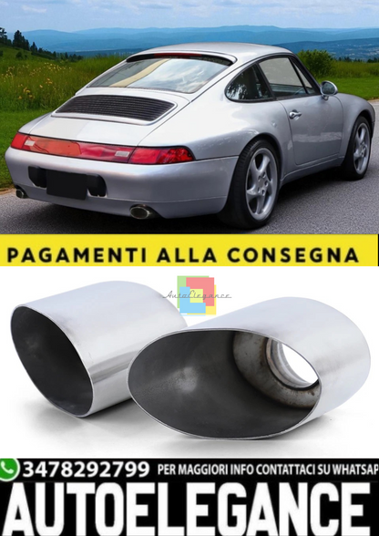 💫Terminali di Scarico Acciaio Inox Lucidati per Porsche 911 993 3.6 200kW 💫