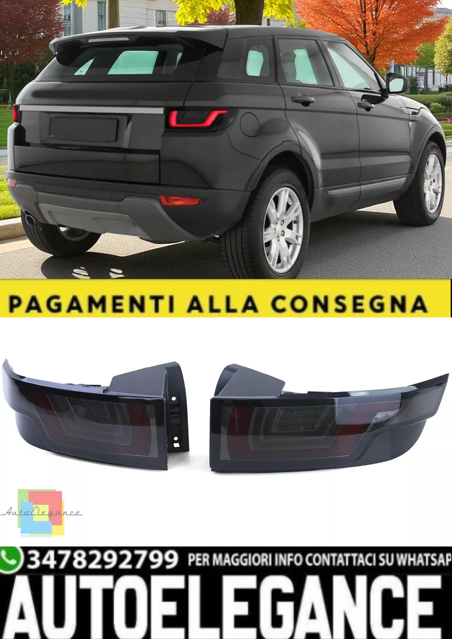 💫 Fanali Posteriori a LED Nero Fumo per Range Rover Evoque 2011–2015💫