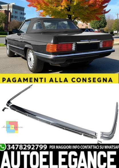 💫 Set Finiture Cromate Paraurti Posteriore (5 Pezzi) per Mercedes SL R107 💫