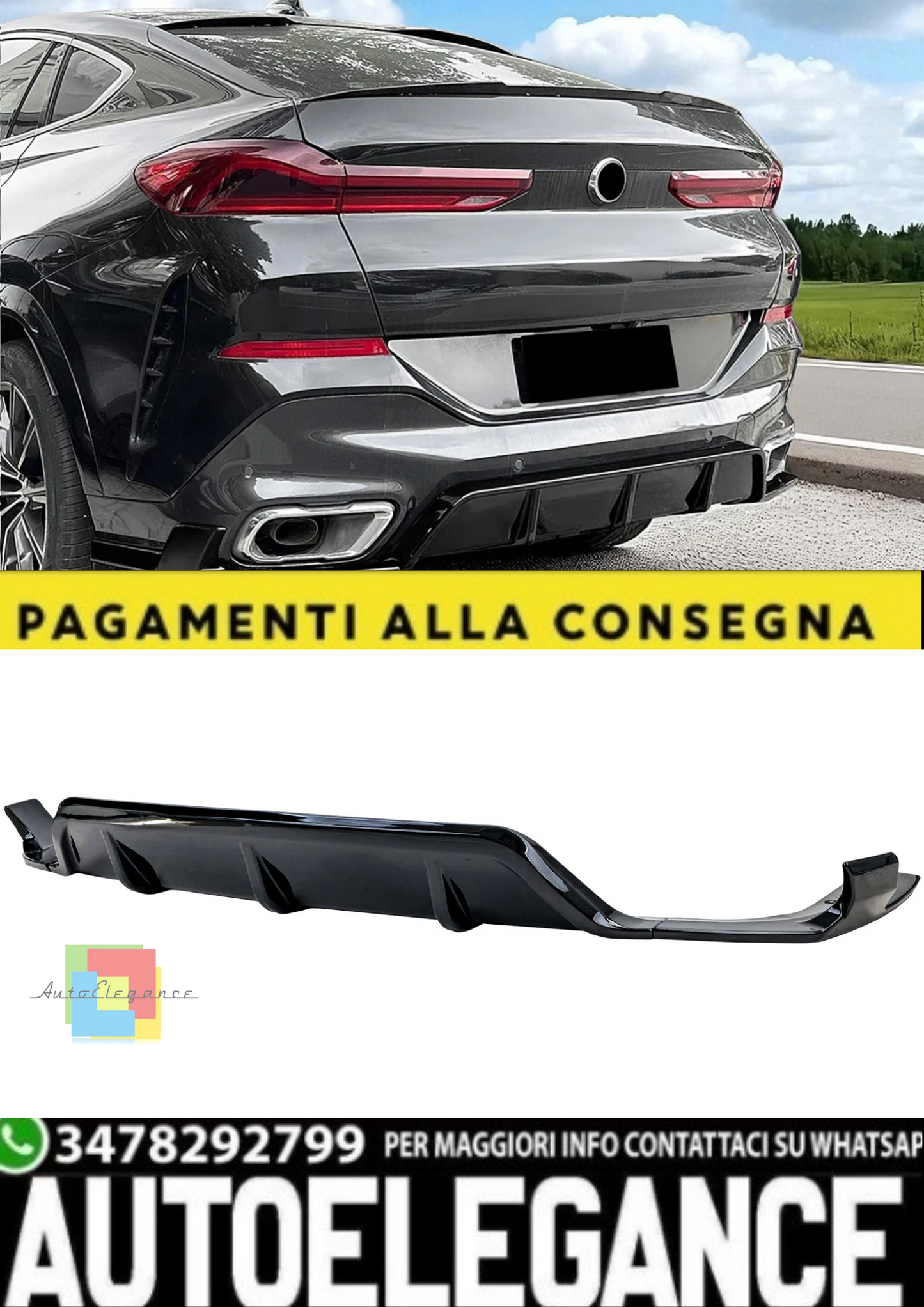💫Diffusore Posteriore Performance Black Gloss per BMW X6 G06 (dal 2019)💫