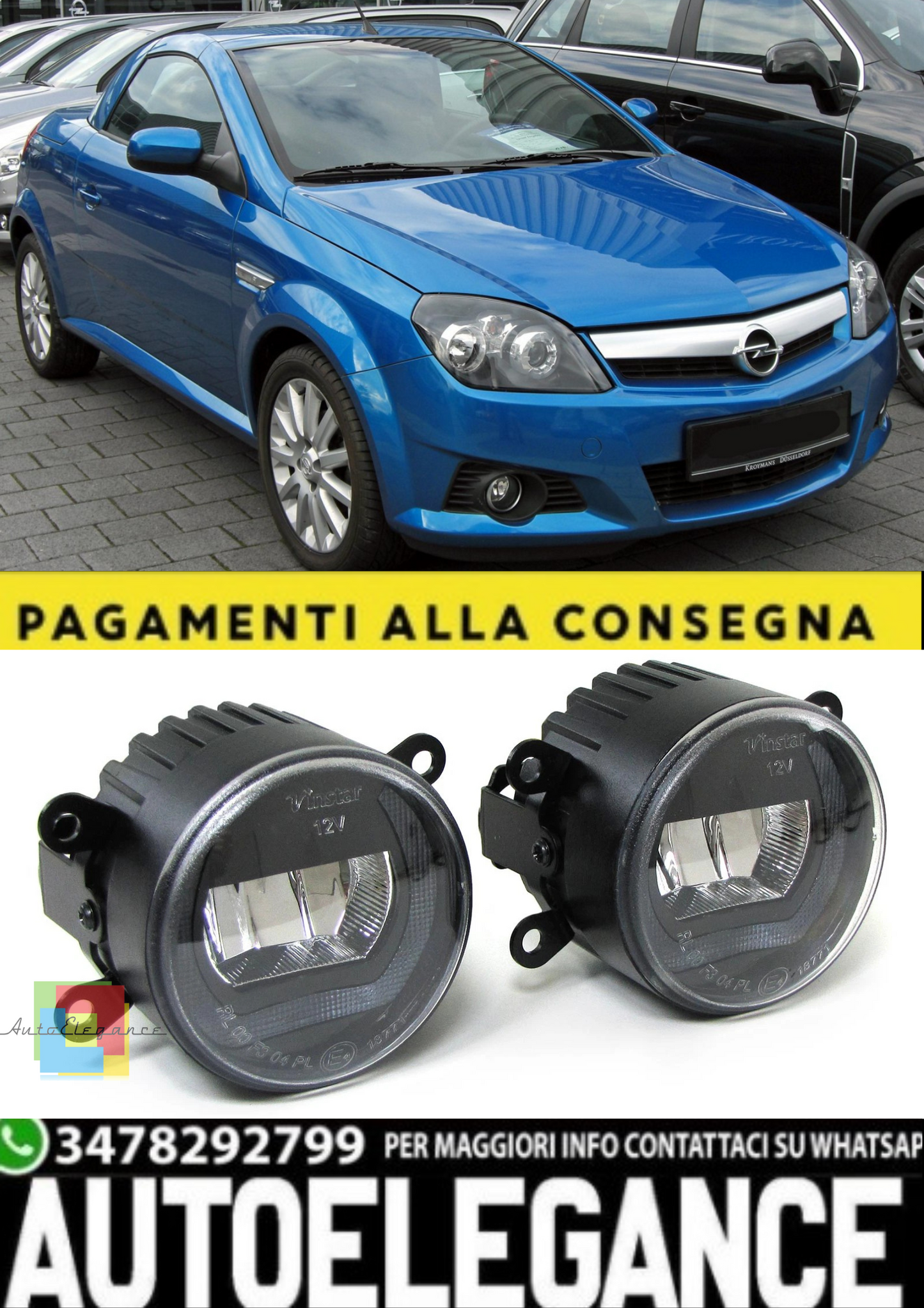 💫Fari Fendinebbia a LED in con Luci Diurne DRL per Opel Agila / Tigra B Twin 💫