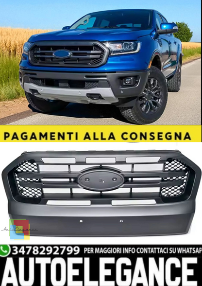 🎀 Griglia Nera con Doppia Barra per Ford Ranger T7 (2016–2019)🎀