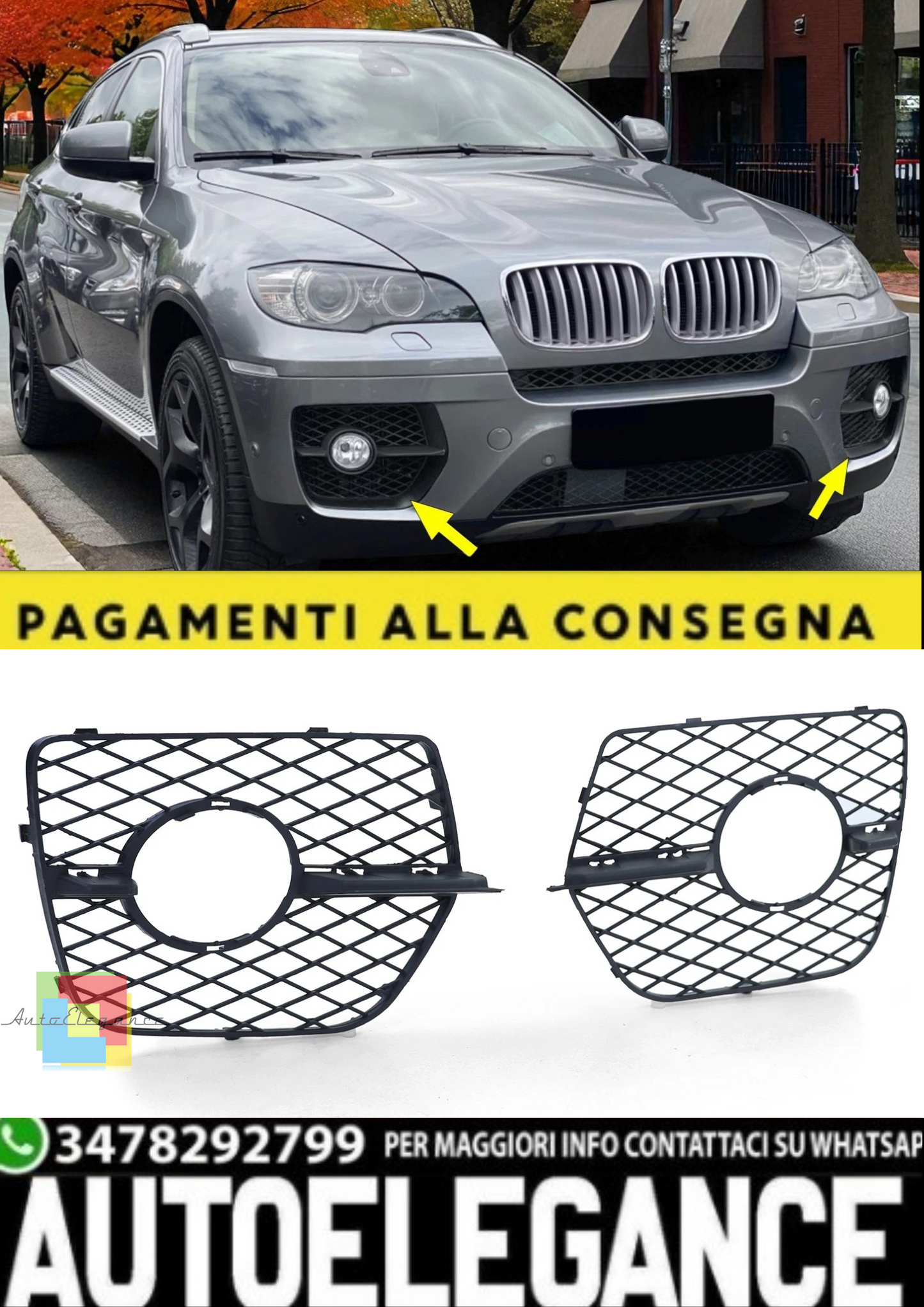 🎀Coperture Fendinebbia Griglia Paraurti per BMW X6 E71 2006-2014🎀