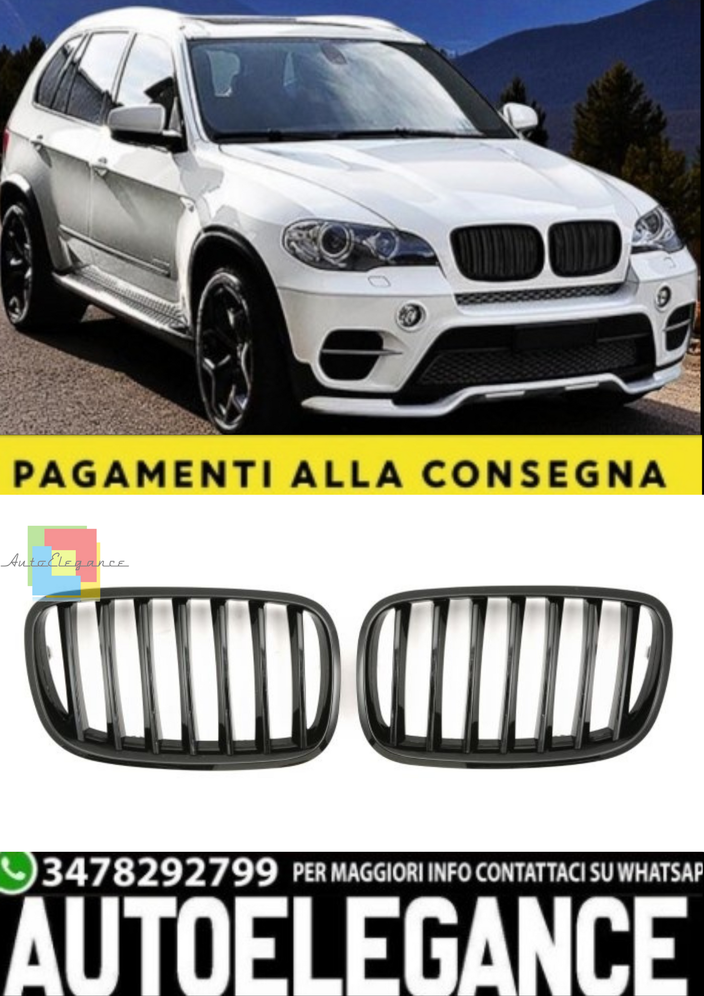 🎀Griglia Sport Nero Lucido per BMW X5 E70 / X6 E71🎀