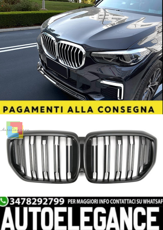 🎀Griglia Sportiva Doppia Barra Nero Lucido per BMW X5 G05 LCI 2023+🎀