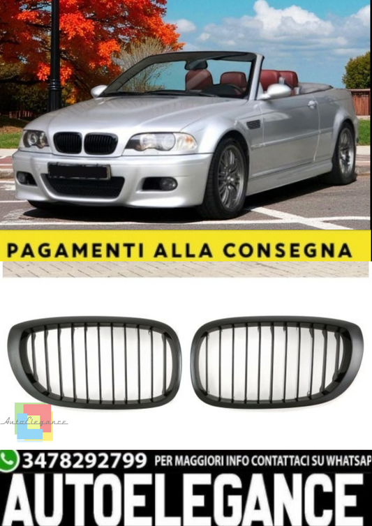 🎀Griglia Sportiva Nero Lucido per BMW Serie 3 E46 Coupé Cabrio LCI 🎀